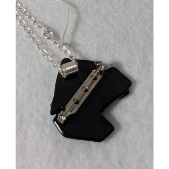 Dichroic fused glass pendant/pin Abstract design handmade 25" pendant to clasp - Picture 2 of 6